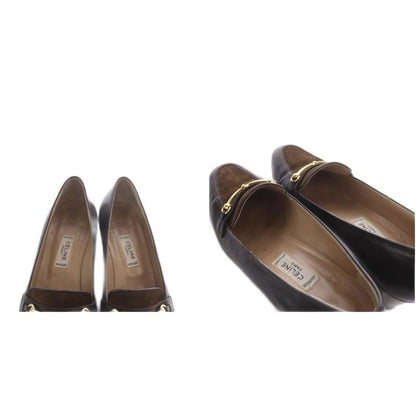 Celine Pumps Bit Chunky Heel Leather Suede Brown — view 7
