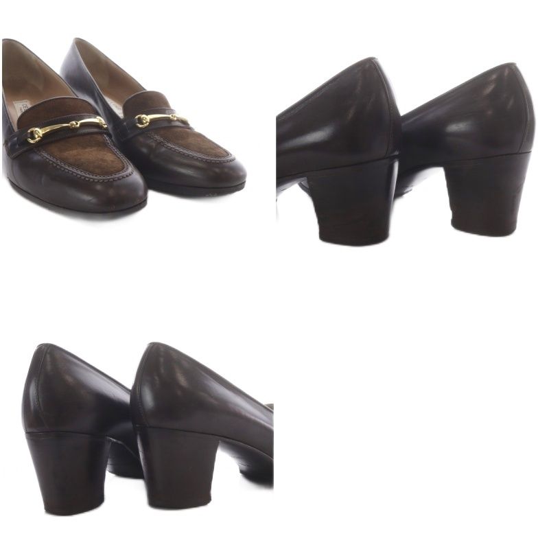 Celine Pumps Bit Chunky Heel Leather Suede Brown — view 8