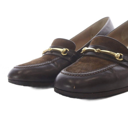 Celine Pumps Bit Chunky Heel Leather Suede Brown — view 5