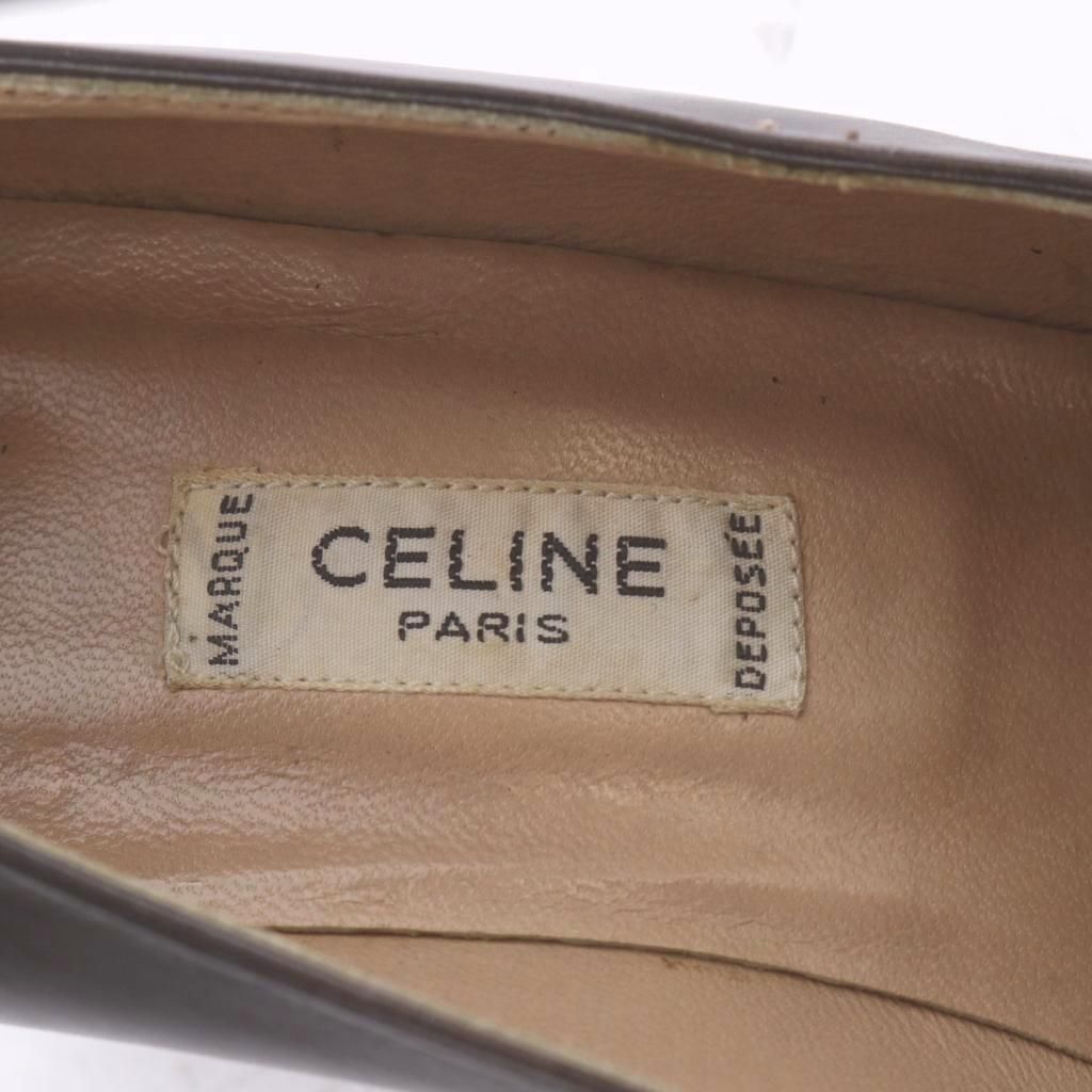 Celine Pumps Bit Chunky Heel Leather Suede Brown — view 6