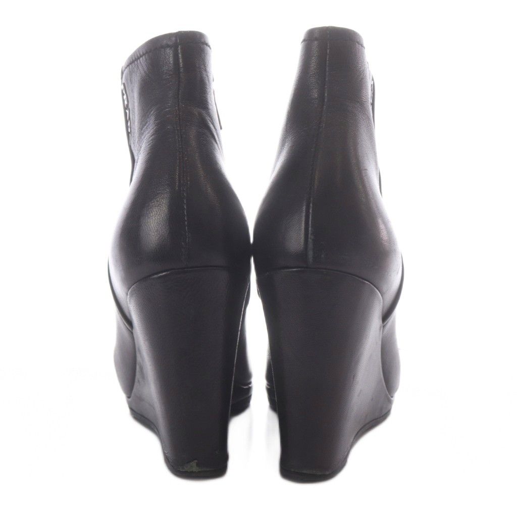 Prada Sport Boots Short Open Toe Wedge Sole Logo Leather Black — view 3