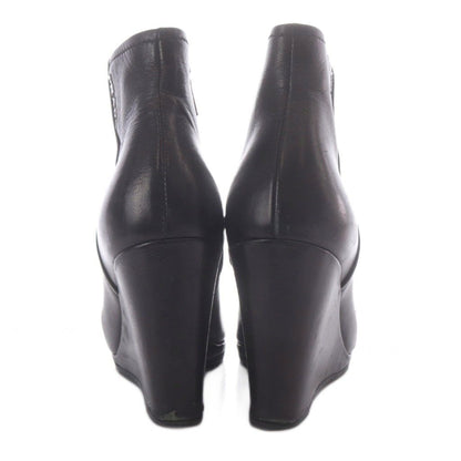 Prada Sport Boots Short Open Toe Wedge Sole Logo Leather Black — view 3