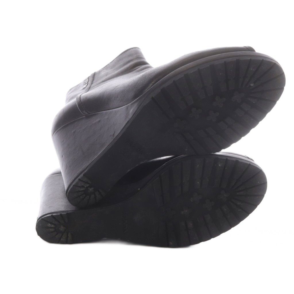 Prada Sport Boots Short Open Toe Wedge Sole Logo Leather Black — view 4