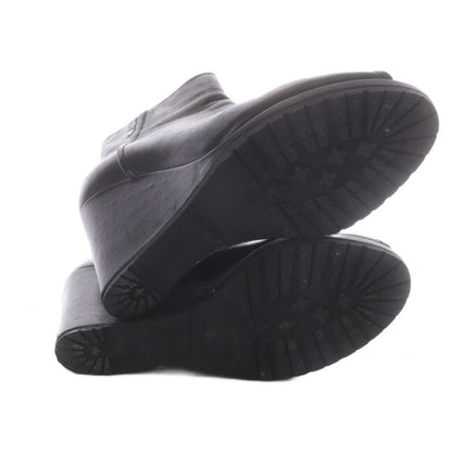 Prada Sport Boots Short Open Toe Wedge Sole Logo Leather Black — view 4