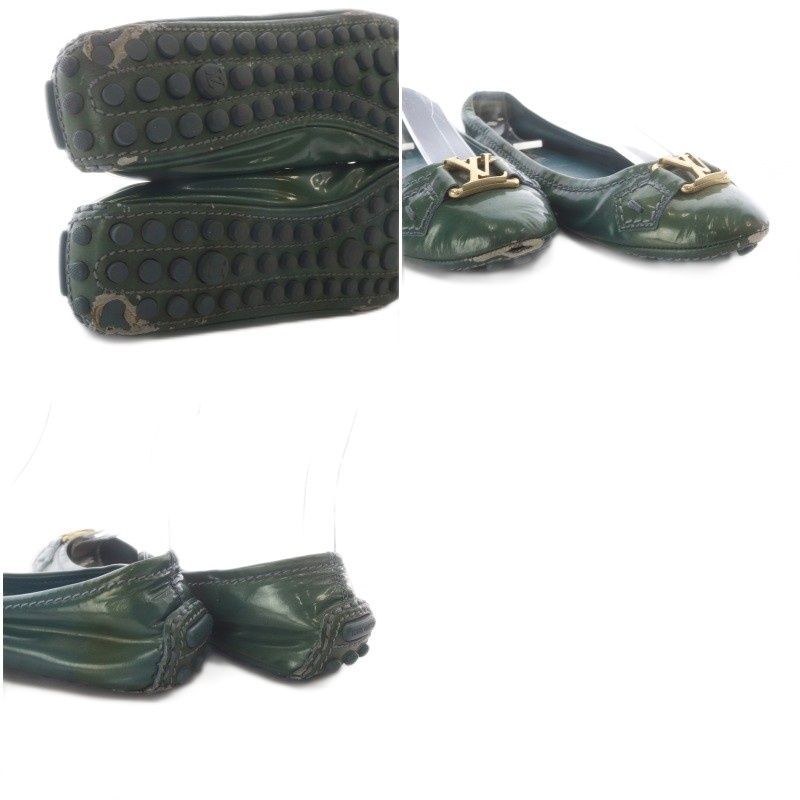 Louis Vuitton Pumps Flat Logo Patent Leather Green — view 8