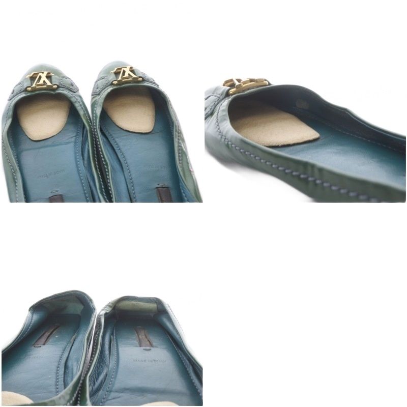 Louis Vuitton Pumps Flat Logo Patent Leather Green — view 7