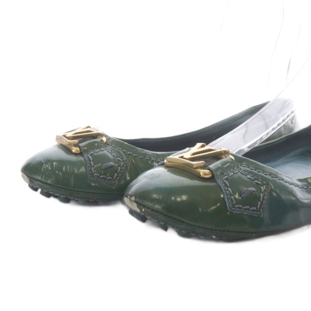 Louis Vuitton Pumps Flat Logo Patent Leather Green — view 5