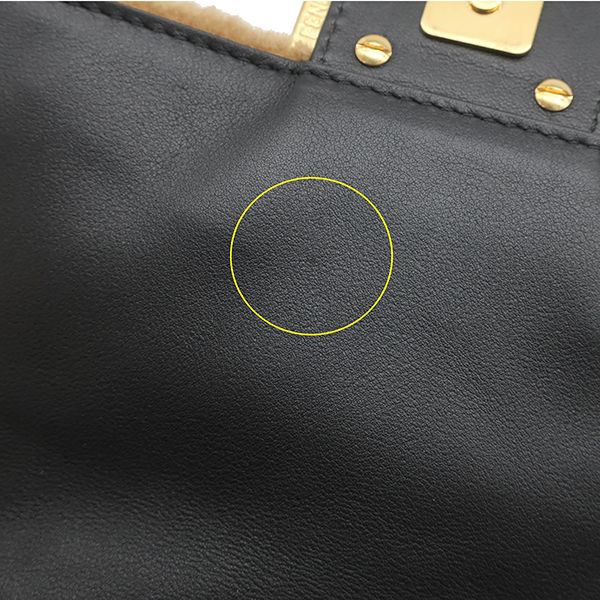 Fendi 2-Way Mini Baguette Fur Leather Brown Gold Zucca Pattern Chain Shoulder — view 7