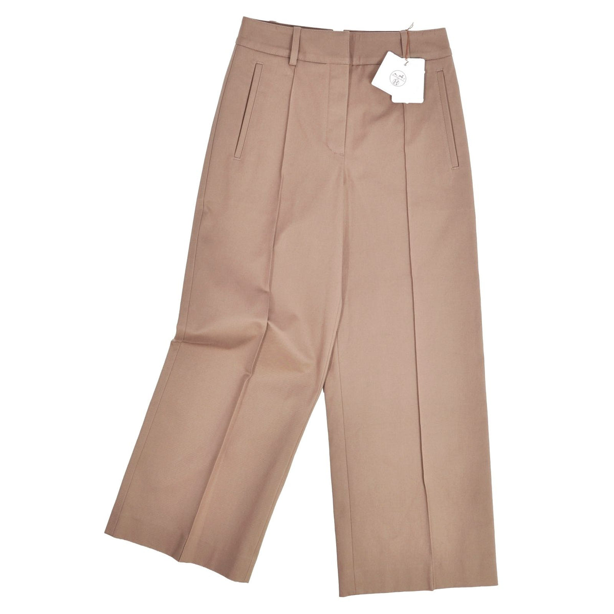 Hermes Pants Long Wide Cotton Beige 32