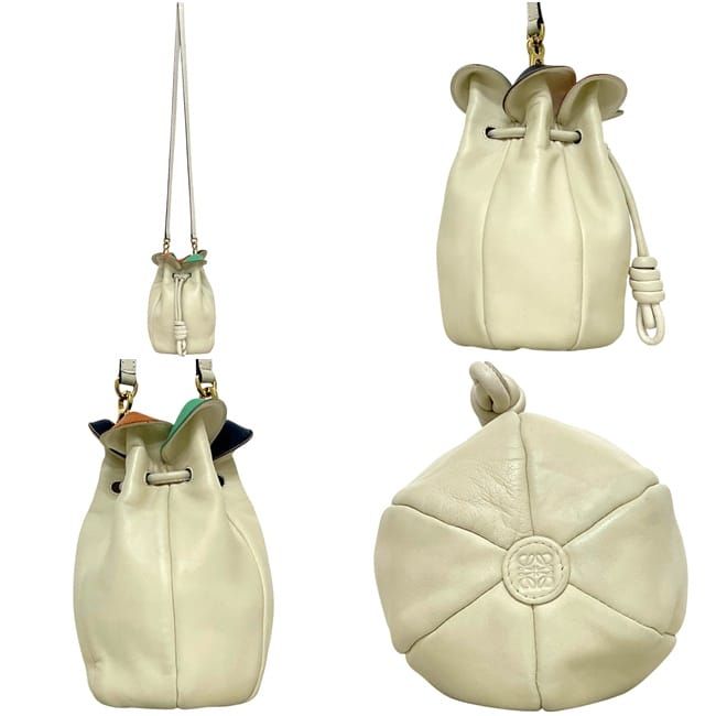 Loewe Mini Shoulder Bag Pochette Flower Flamenco Leather Ivory Multicolor — view 2