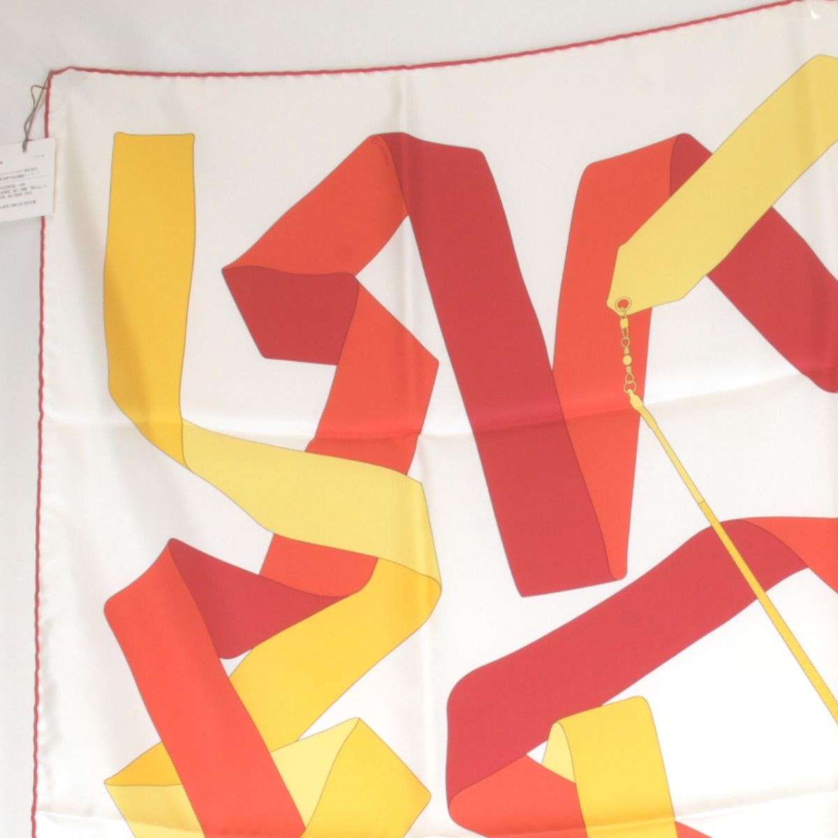 Hermes Carre 90 en Duo Par Scarf Silk Red Yellow White — view 2