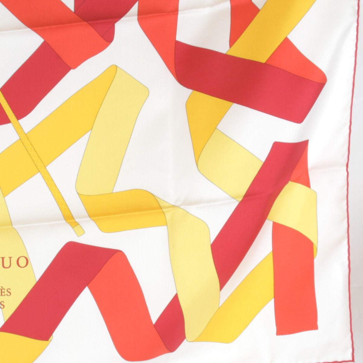 Hermes Carre 90 en Duo Par Scarf Silk Red Yellow White — view 5
