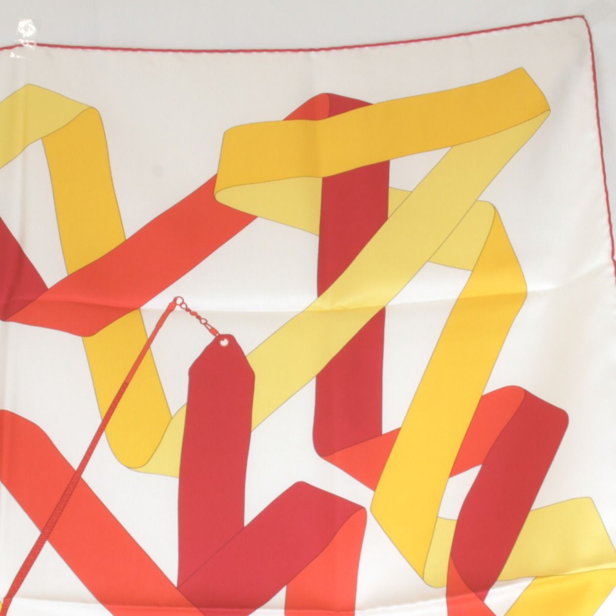 Hermes Carre 90 en Duo Par Scarf Silk Red Yellow White — view 4