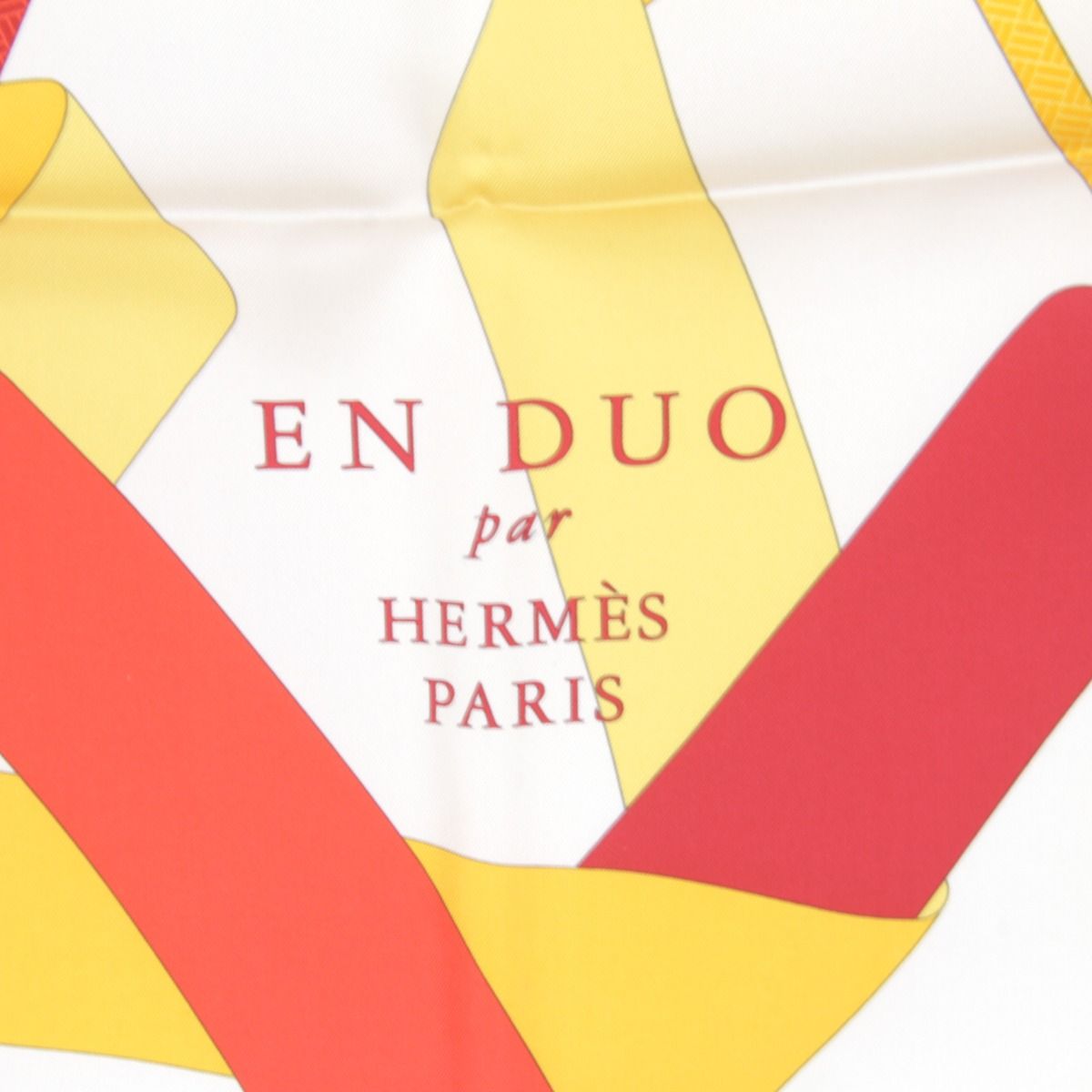 Hermes Carre 90 en Duo Par Scarf Silk Red Yellow White — view 6