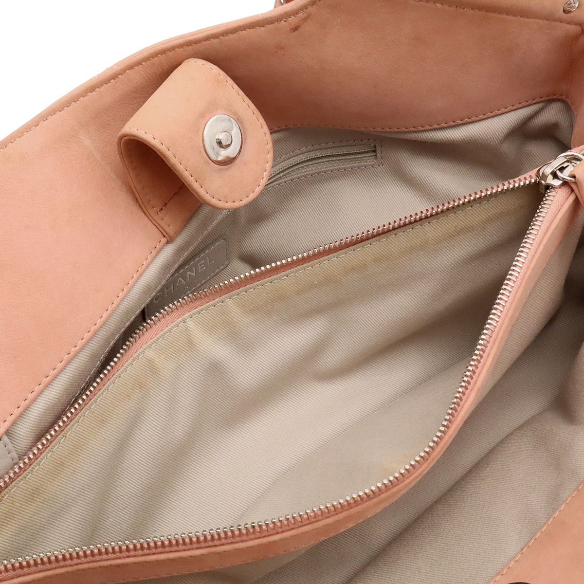 Chanel Wild Stitch CC Logo Tote 2-Way Shoulder Bag Chain Leather Pink — view 8