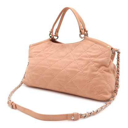Chanel Wild Stitch CC Logo Tote 2-Way Shoulder Bag Chain Leather Pink — view 2