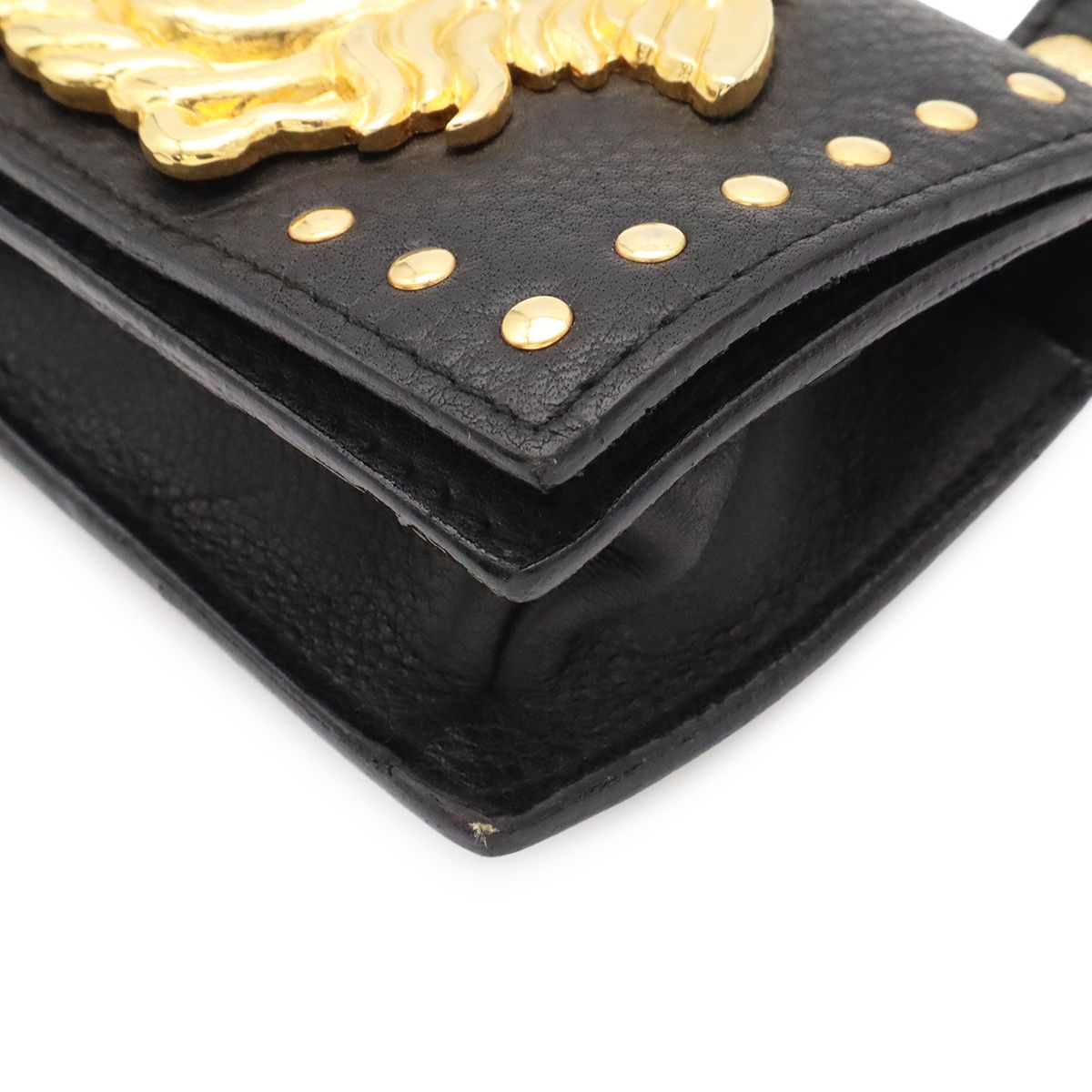 Versace Gianni Medusa Belt Pouch Waist Bag Leather Black Gold — view 3