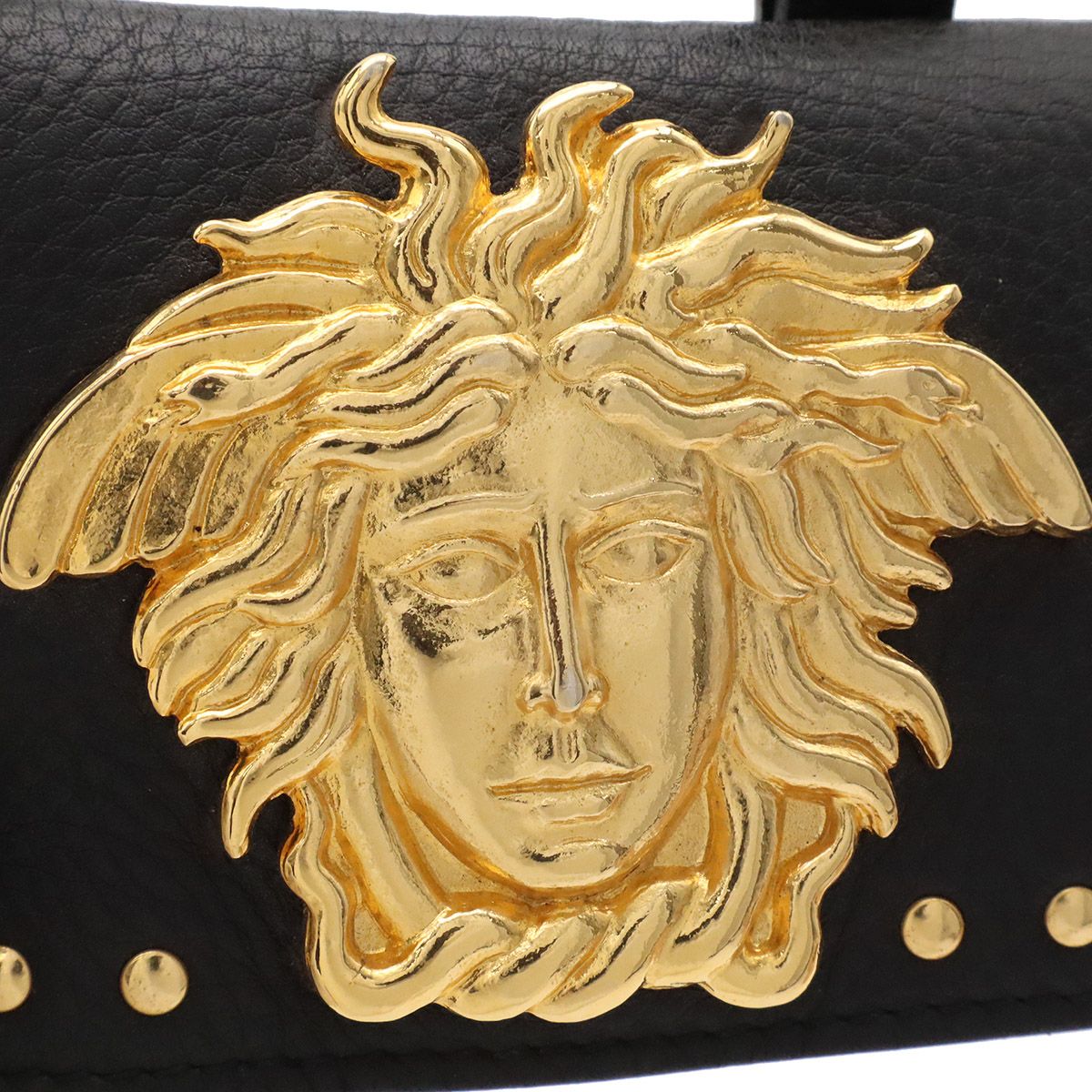 Versace Gianni Medusa Belt Pouch Waist Bag Leather Black Gold — view 5