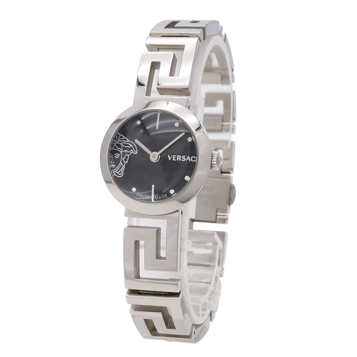 Versace Mendros Medusa Black Dial SS Quartz Watch