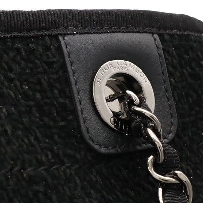 Chanel Deauville Line Medium Tote MM Shoulder Bag Chain Cotton Black — view 5