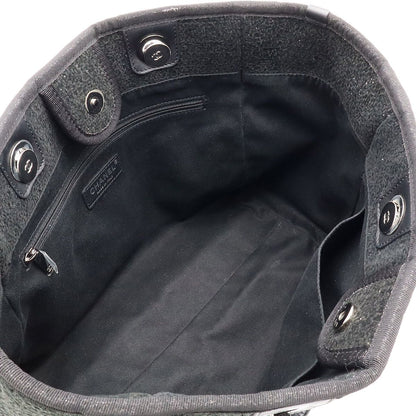 Chanel Deauville Line Medium Tote MM Shoulder Bag Chain Cotton Black — view 6