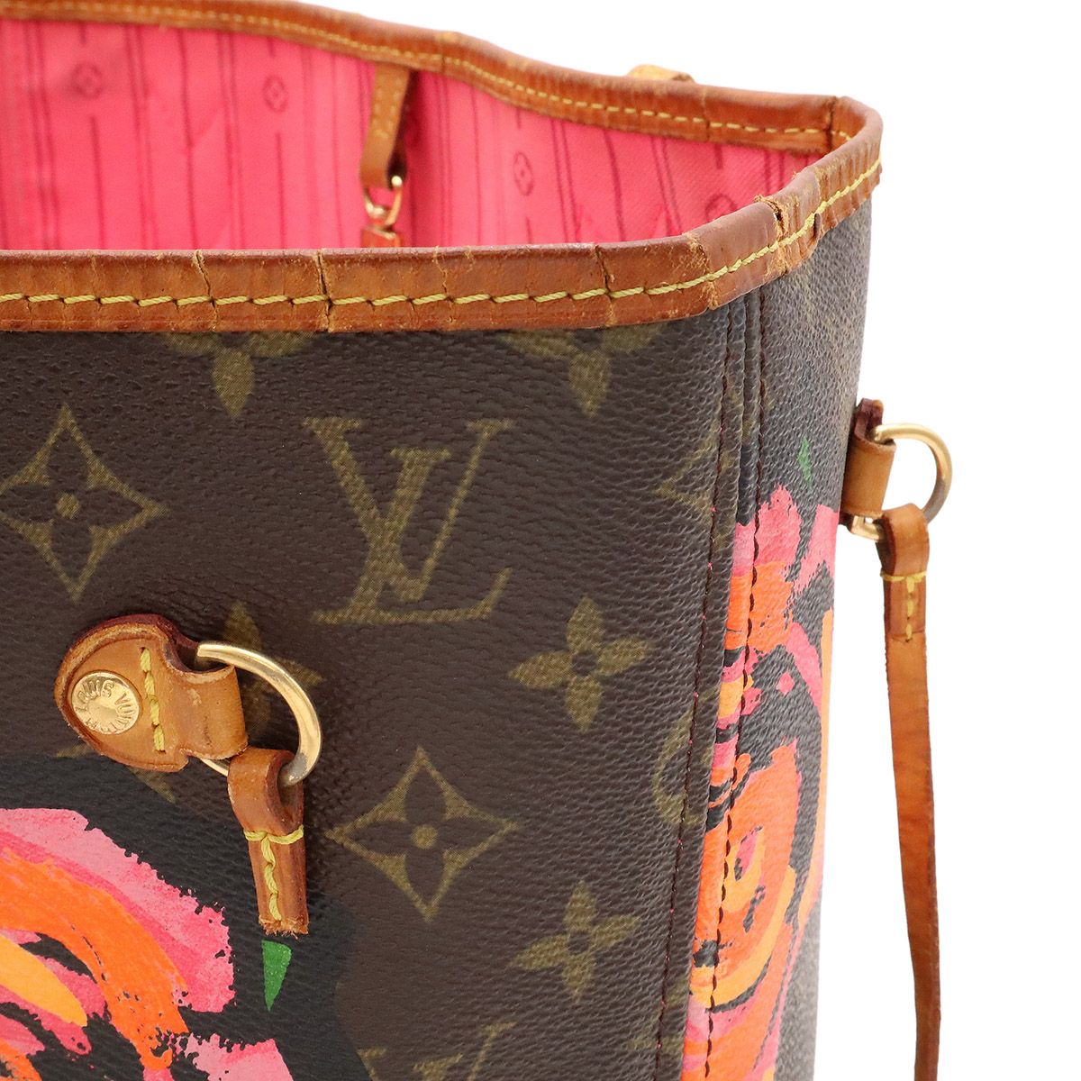 Louis Vuitton Monogram Rose Neverfull MM Tote Shoulder Bag Stephen Sprouse — view 5
