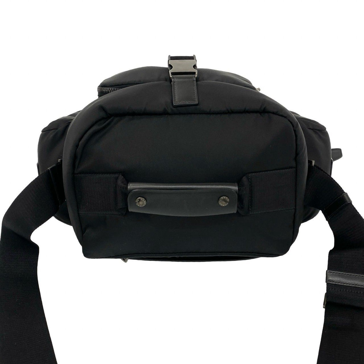 Prada Triangle Logo Tessuto Nylon Leather Shoulder Bag Vanity Black — view 4