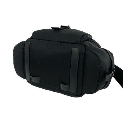 Prada Triangle Logo Tessuto Nylon Leather Shoulder Bag Vanity Black — view 8