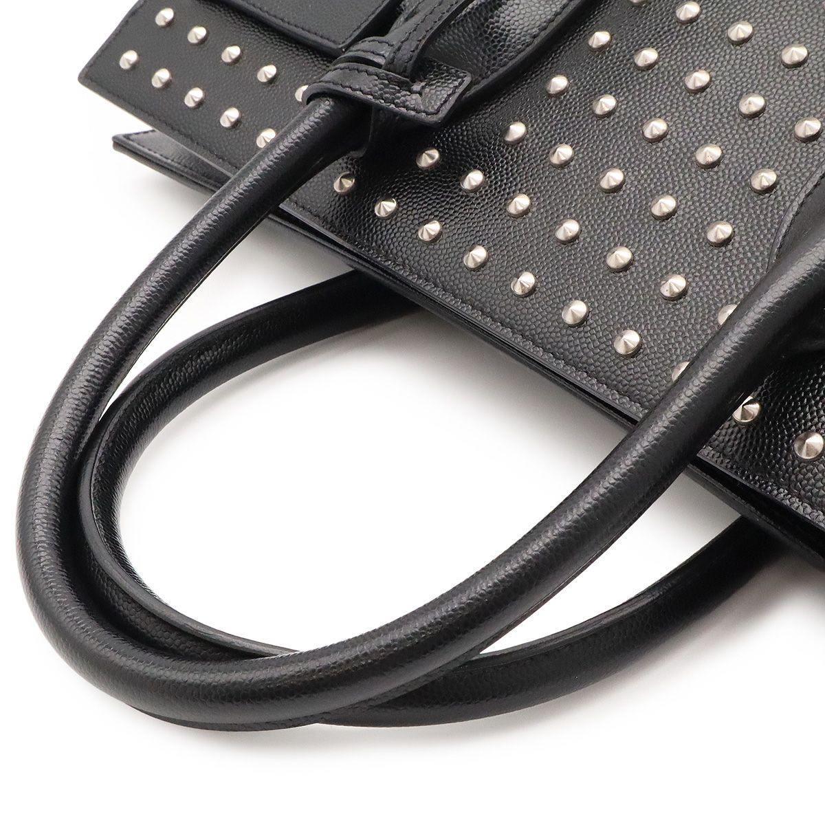 Saint Laurent Paris YSL Sac de Jour Handbag 2-Way Shoulder Studs Leather Black — view 4