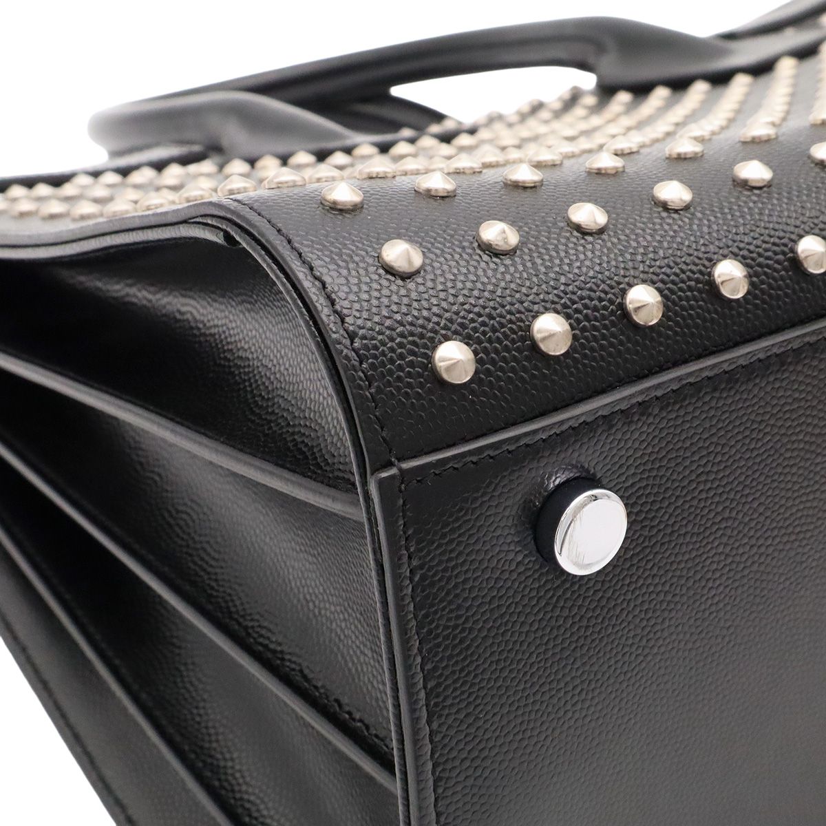 Saint Laurent Paris YSL Sac de Jour Handbag 2-Way Shoulder Studs Leather Black — view 3