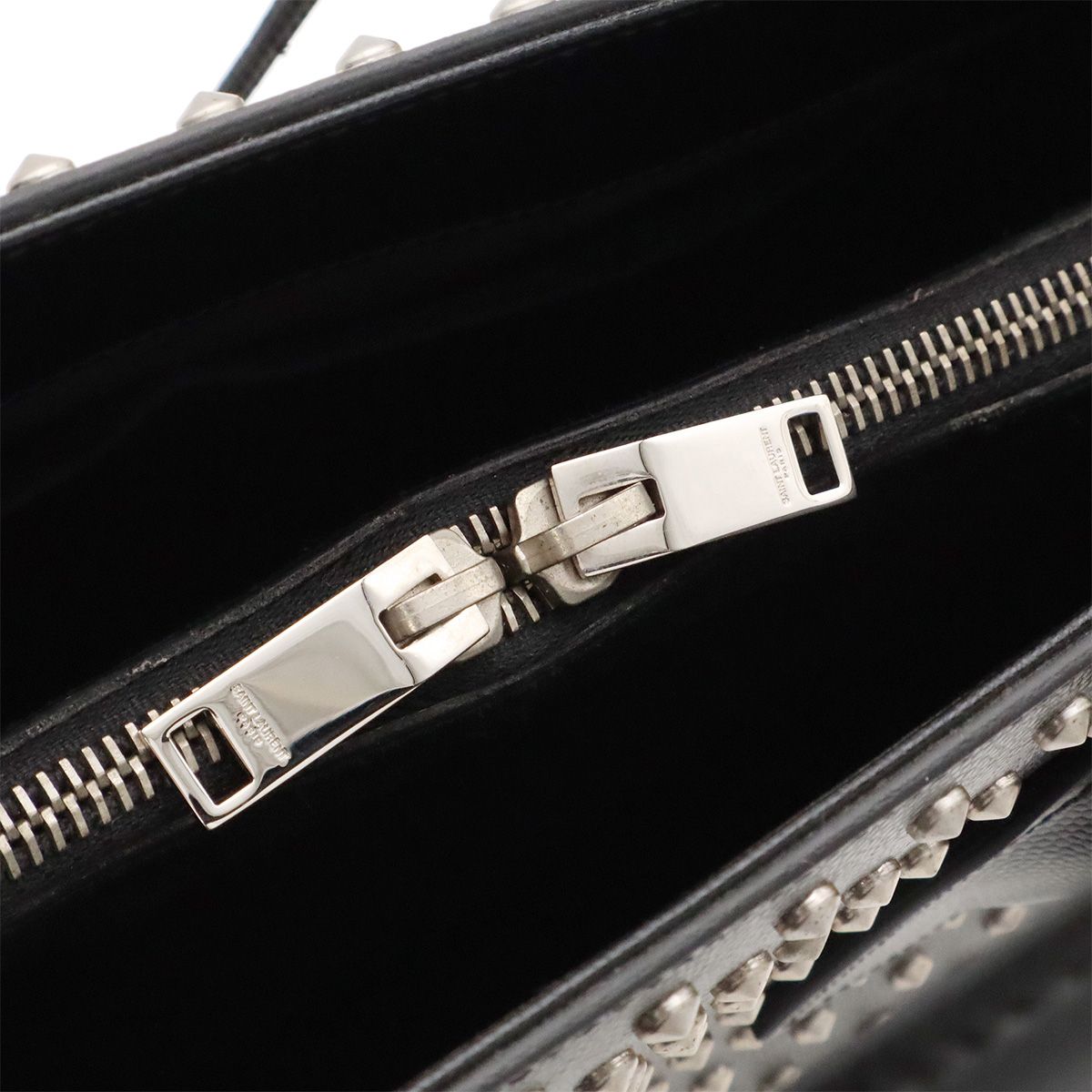 Saint Laurent Paris YSL Sac de Jour Handbag 2-Way Shoulder Studs Leather Black — view 6