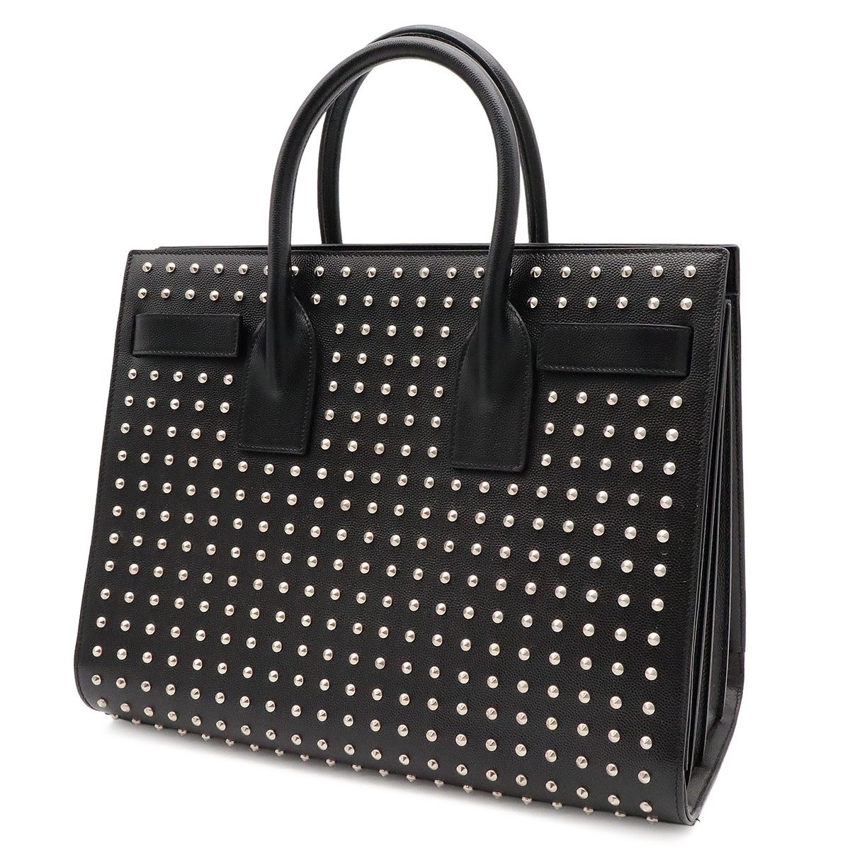 Saint Laurent Paris YSL Sac de Jour Handbag 2-Way Shoulder Studs Leather Black — view 2