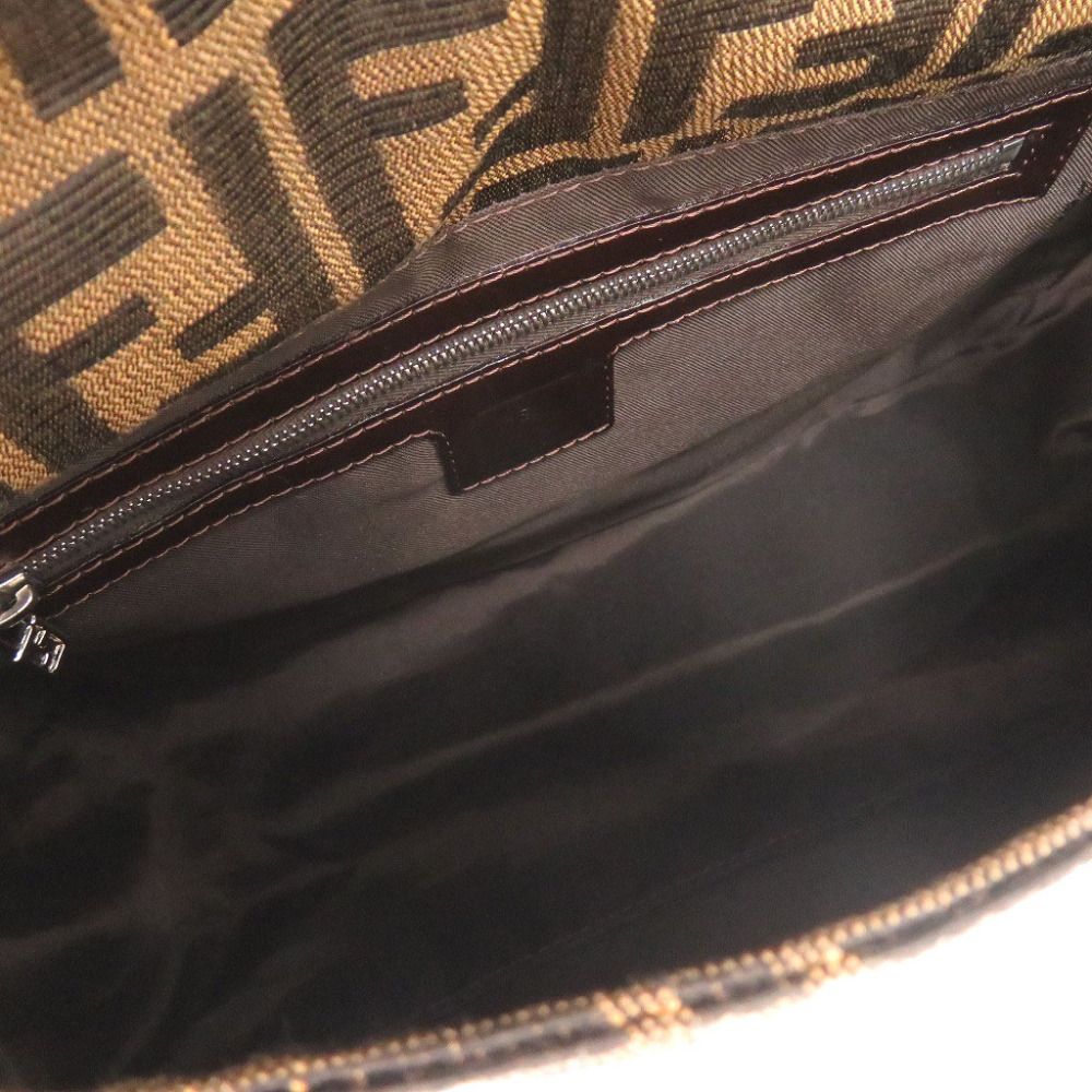 Fendi Zucca Pattern Mamma Bucket Canvas Leather Brown Shoulder Bag — view 7