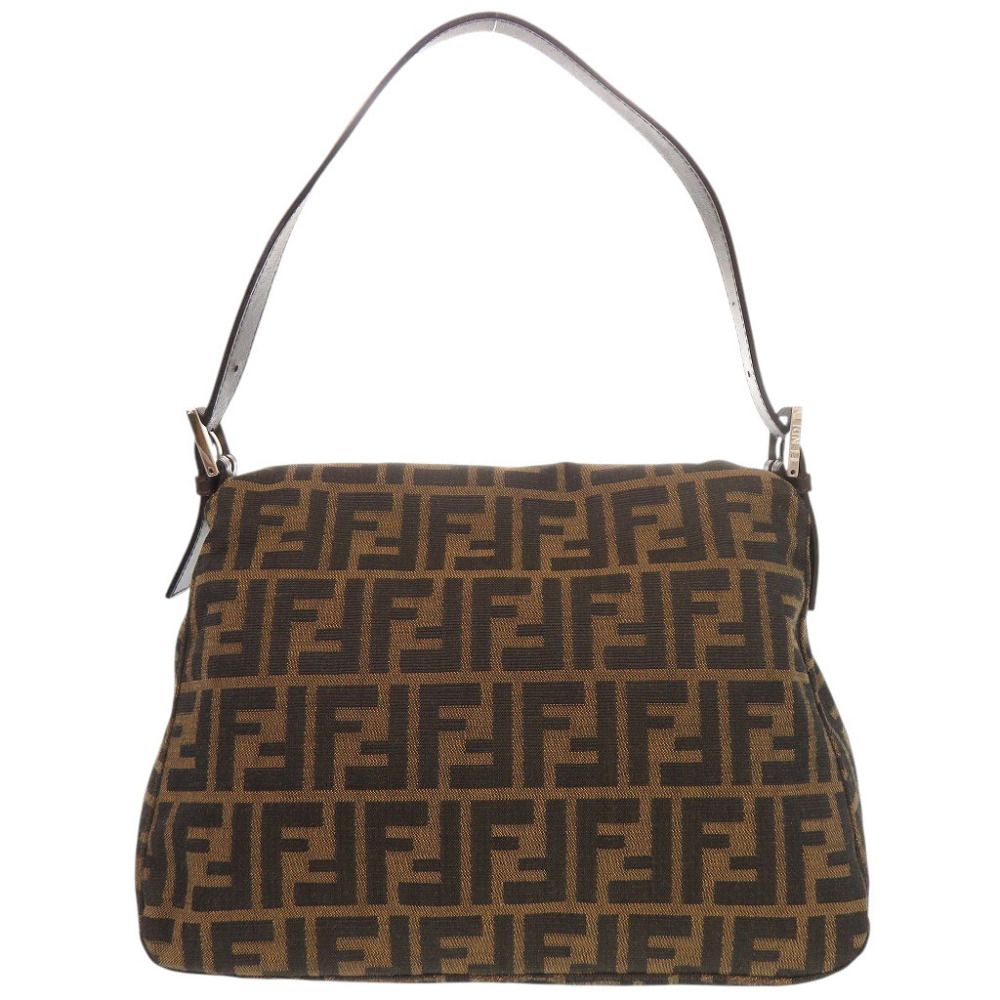 Fendi Zucca Pattern Mamma Bucket Canvas Leather Brown Shoulder Bag — view 3