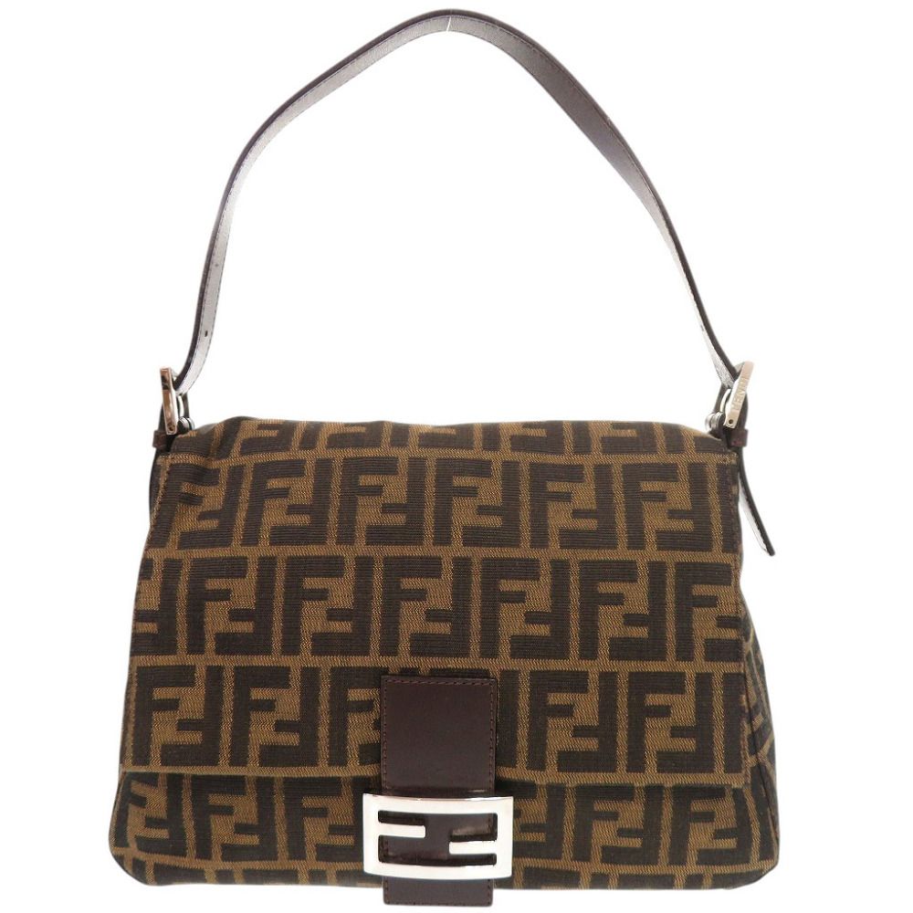 Fendi Zucca Pattern Mamma Bucket Canvas Leather Brown Shoulder Bag