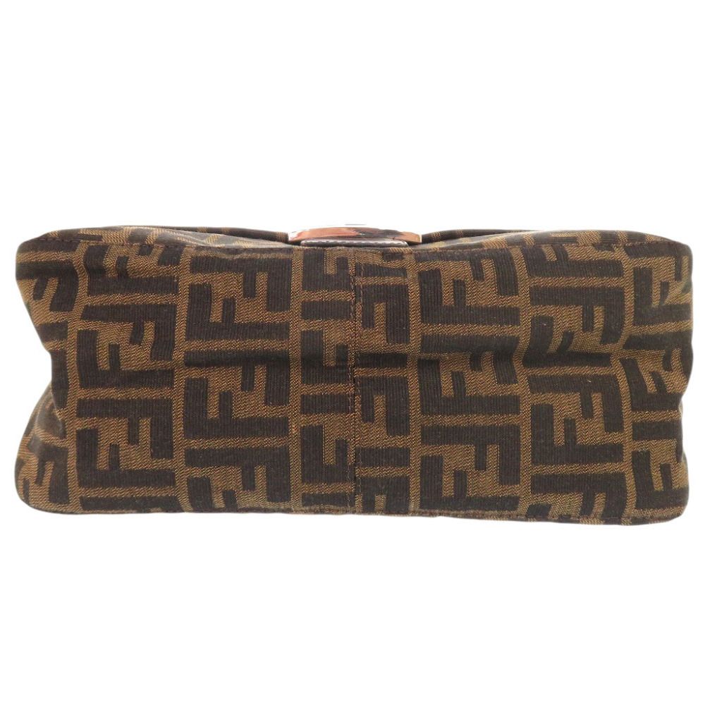 Fendi Zucca Pattern Mamma Bucket Canvas Leather Brown Shoulder Bag — view 4