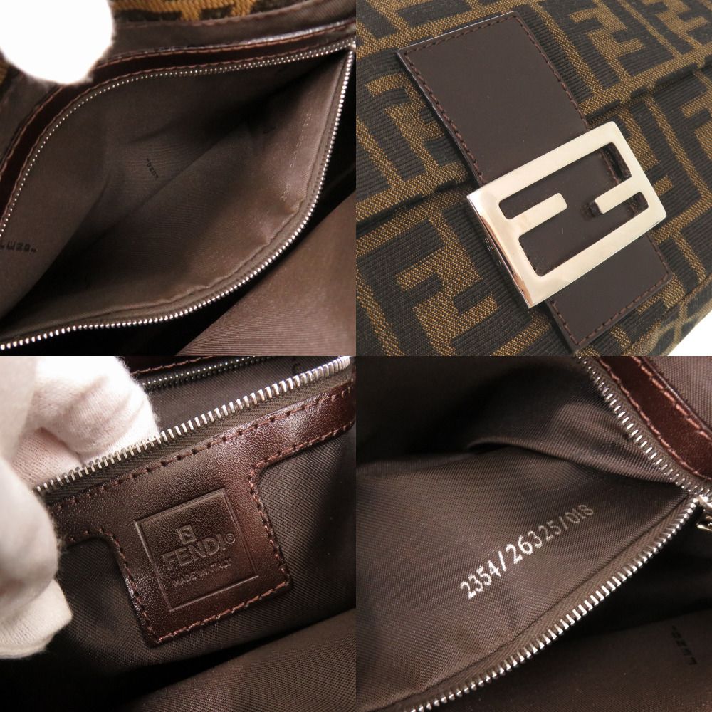 Fendi Zucca Pattern Mamma Bucket Canvas Leather Brown Shoulder Bag — view 8