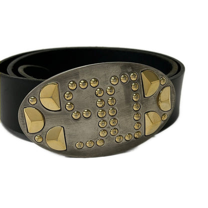 Dolce & Gabbana Belt Black Silver Gold Leather — view 3