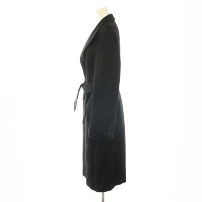 Max Mara Alpaca Wool Shaggy Coat Long with Belt Black — view 3