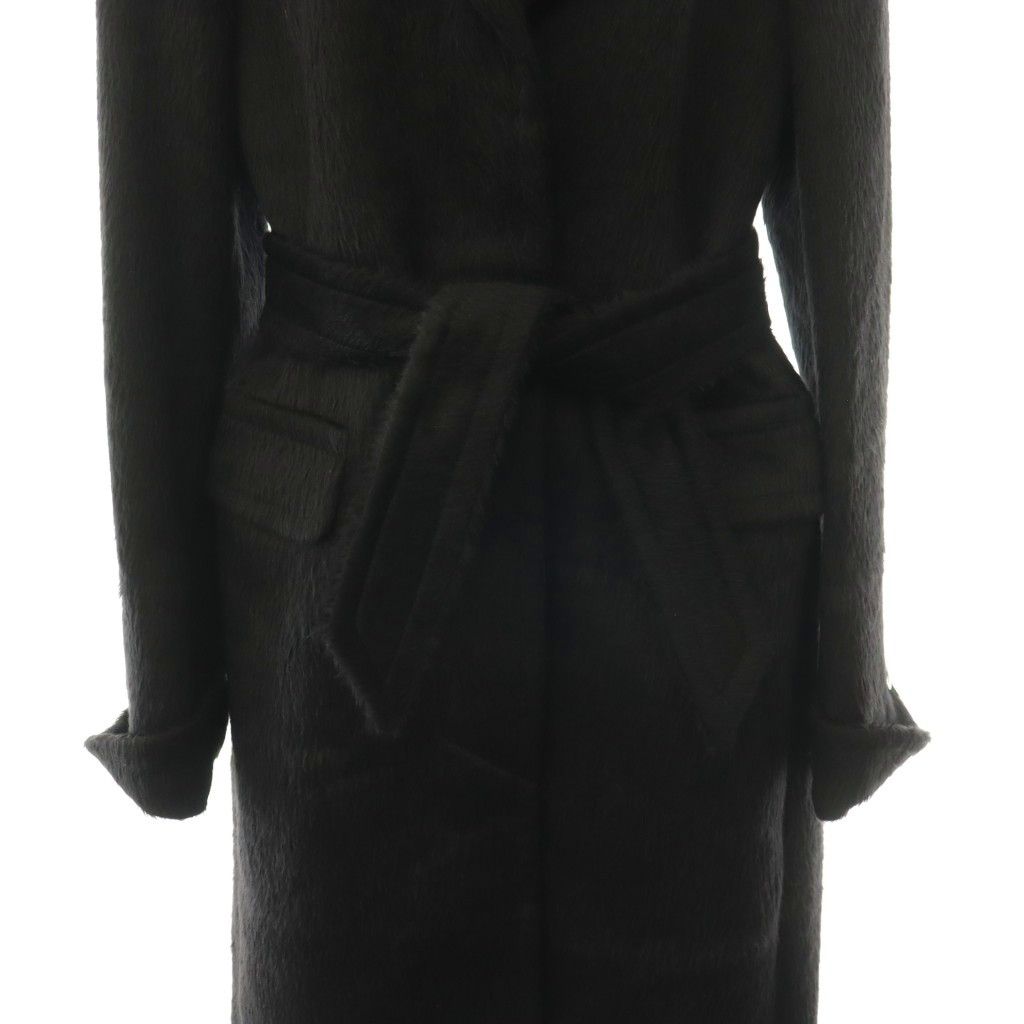 Max Mara Alpaca Wool Shaggy Coat Long with Belt Black — view 7