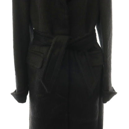 Max Mara Alpaca Wool Shaggy Coat Long with Belt Black — view 7