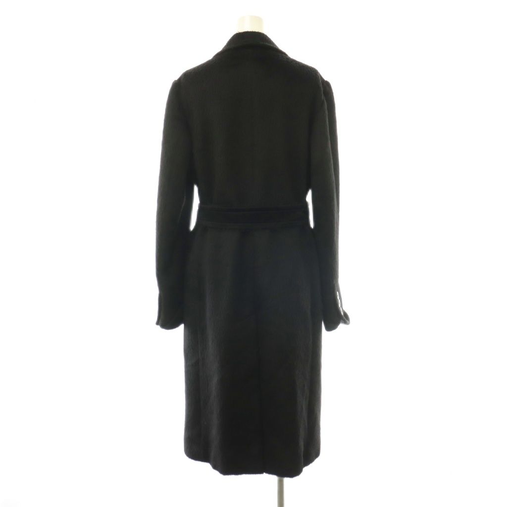 Max Mara Alpaca Wool Shaggy Coat Long with Belt Black — view 2
