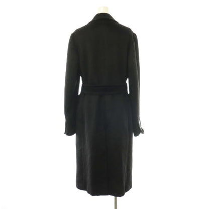 Max Mara Alpaca Wool Shaggy Coat Long with Belt Black — view 2