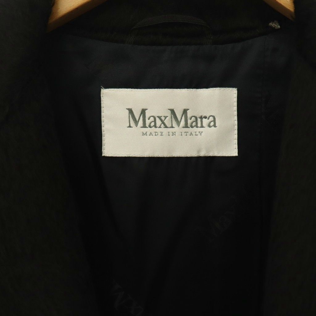 Max Mara Alpaca Wool Shaggy Coat Long with Belt Black — view 8