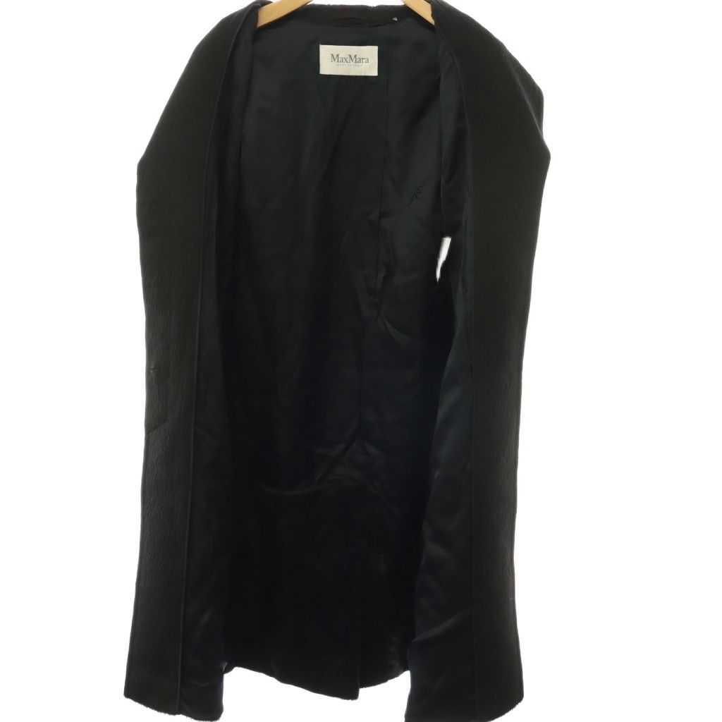 Max Mara Alpaca Wool Shaggy Coat Long with Belt Black — view 4