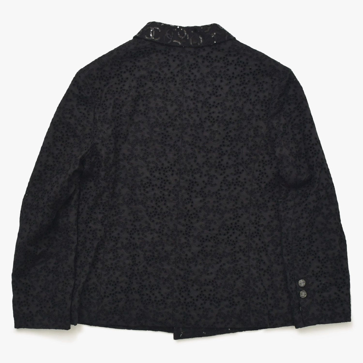 Chanel CC Logo Lace Sequin Jacket Cotton Polyester Black — view 2