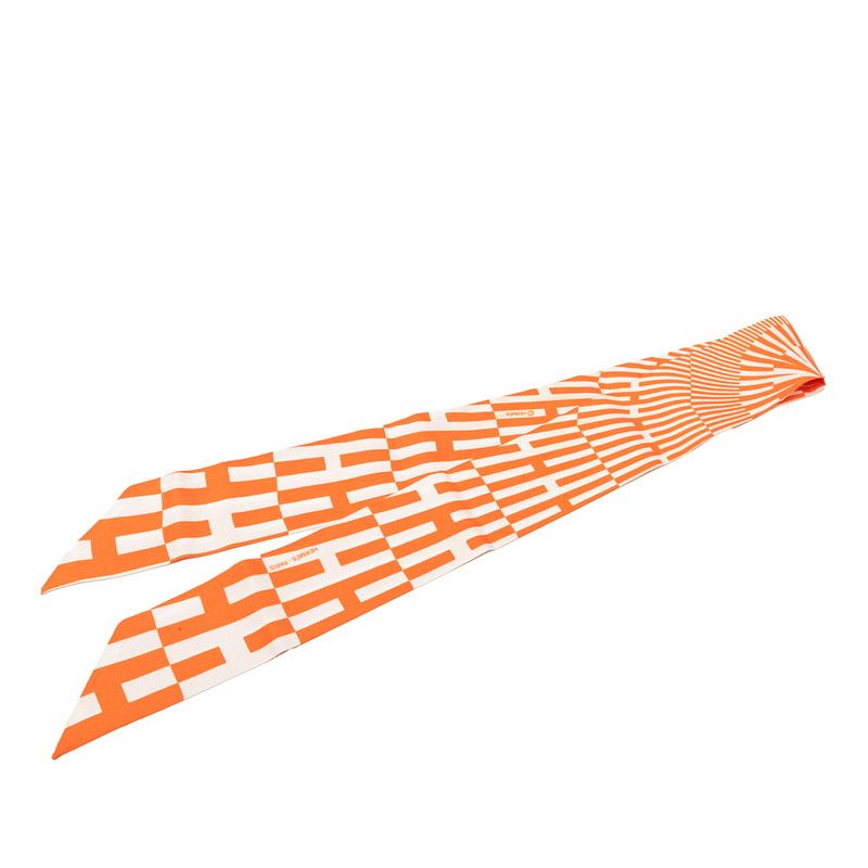 Hermes Twilly Op'h Scarf Orange Silk