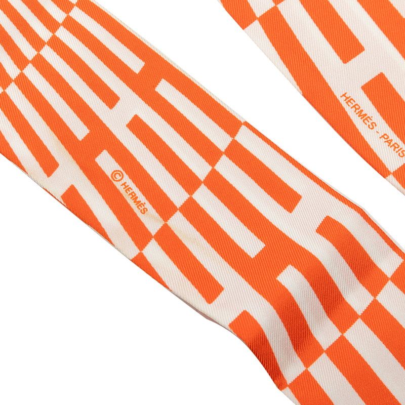 Hermes Twilly Op'h Scarf Orange Silk — view 3