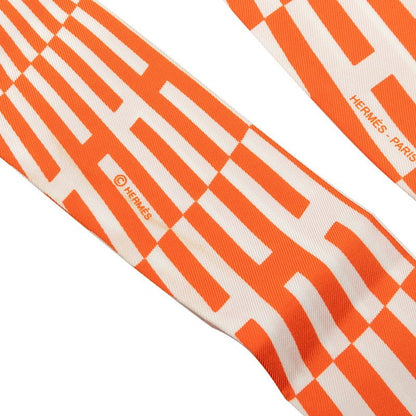 Hermes Twilly Op'h Scarf Orange Silk — view 3