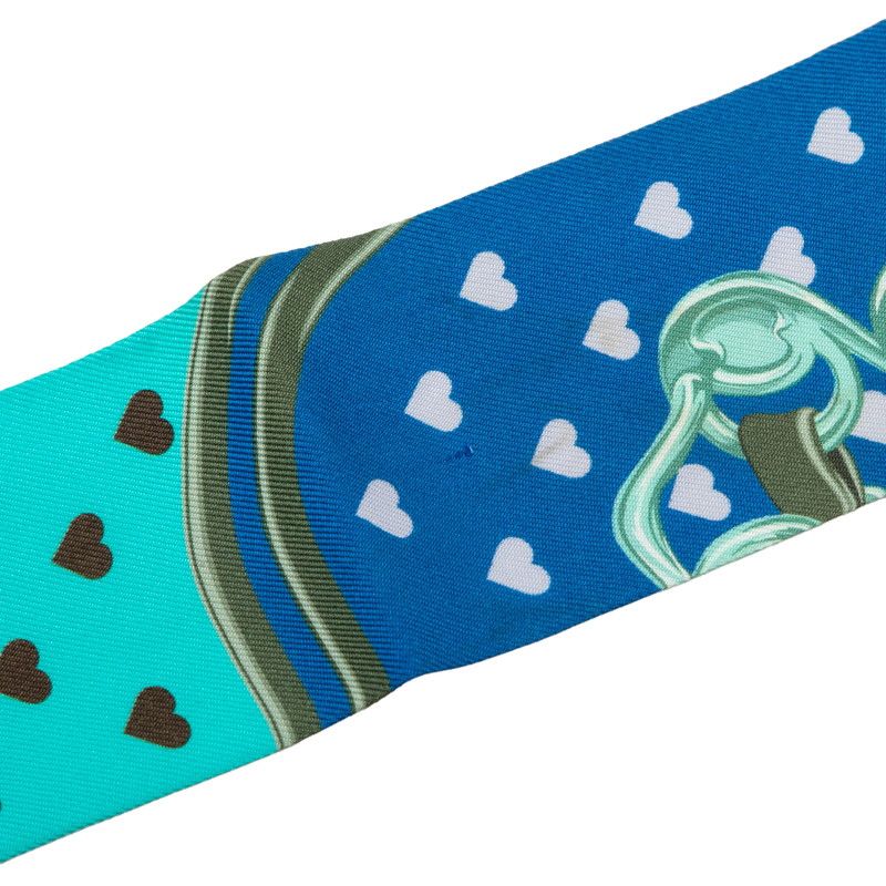 Hermes Twilly Brides de Gala Love Scarf Blue Silk — view 4